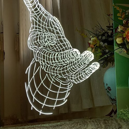 آینه سه بعدی دکوراتیو چراغدار hand