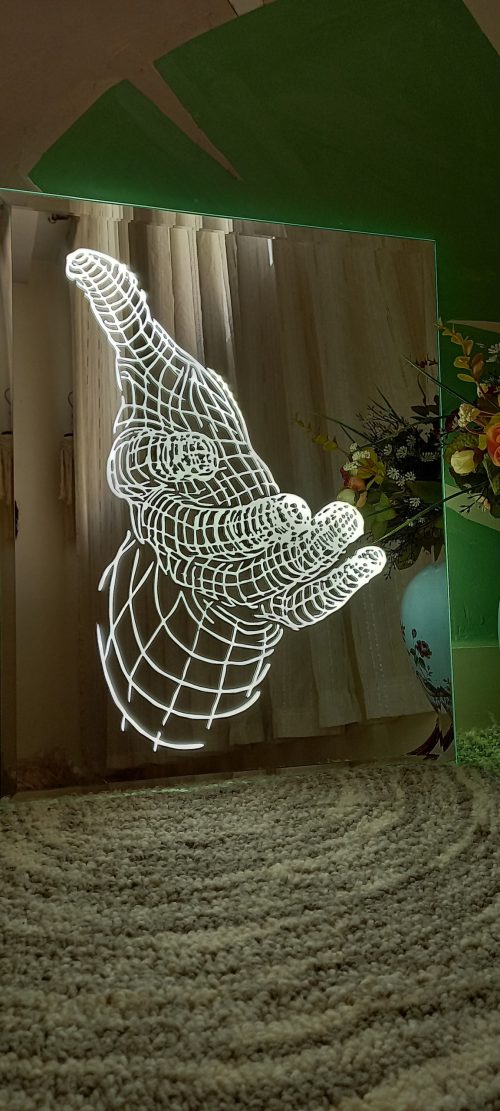 آینه سه بعدی دکوراتیو چراغدار hand