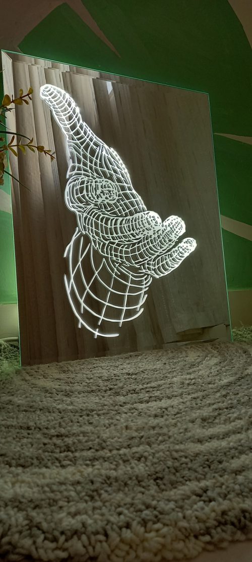 آینه سه بعدی دکوراتیو چراغدار hand