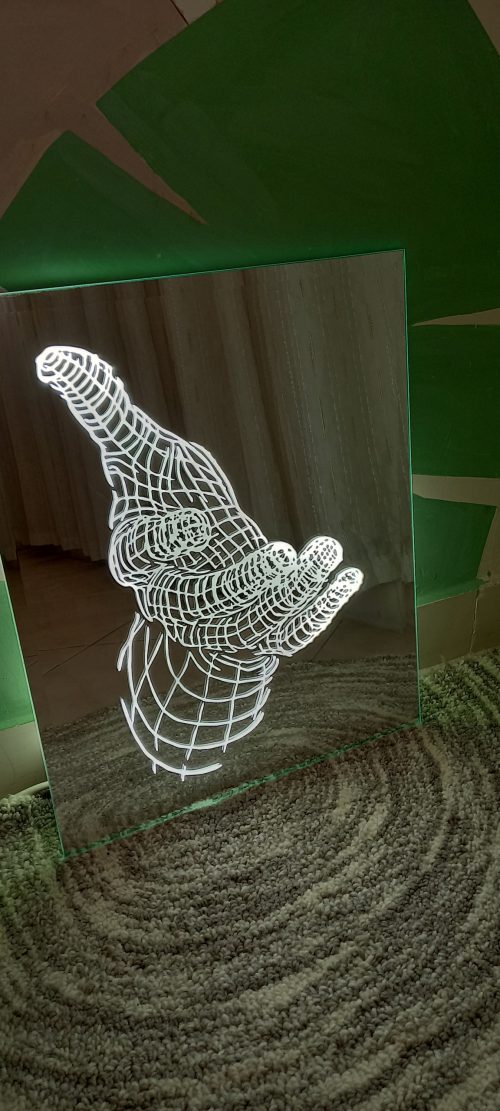 آینه سه بعدی دکوراتیو چراغدار hand