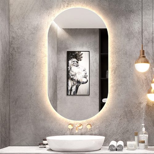 آینه دوسر گرد چراغدار سایز 45*75