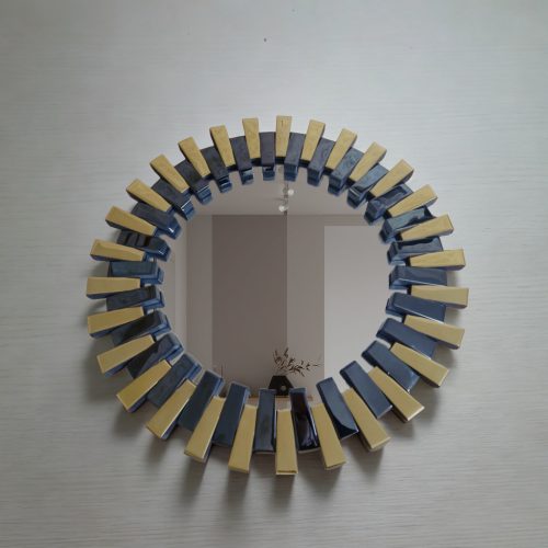 آینه دیواری گرد کد 30E استیل طلایی مشکی سایز65